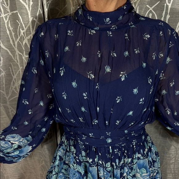 ANTHROPOLOGIE LET ME BE BLUE MOCK NECK MINI DRESS S NWT - Picture 4 of 10